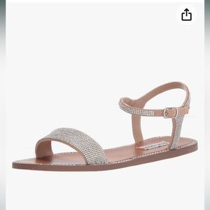 Steve Madden embellished crystal flat sandals. New never work. No Box